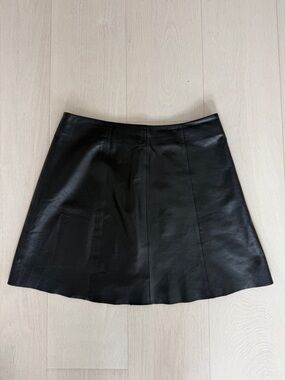 Genuine Leather Black Mini Skirt